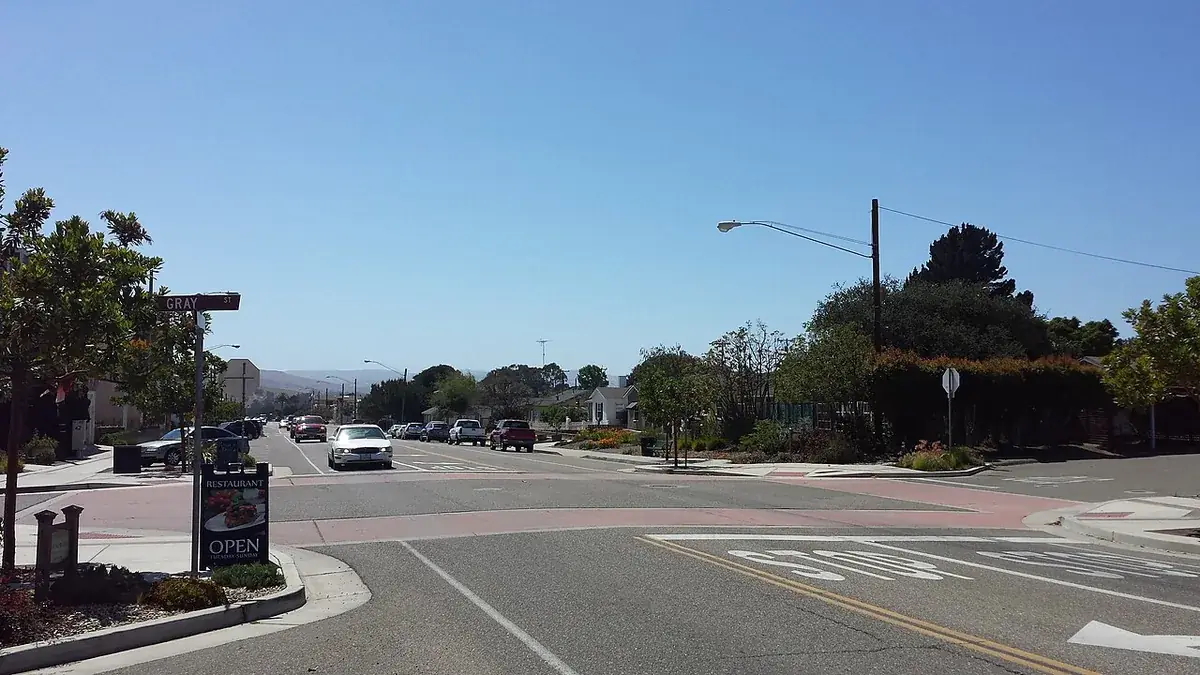 Clark Avenue in Orcutt CA on a clear day, the main commercial street of the Orcutt area served for cabinet work